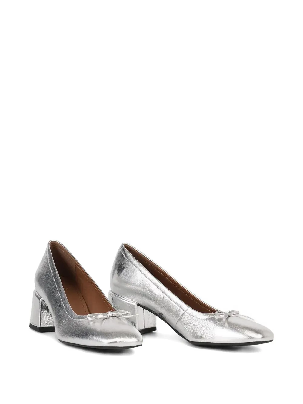 VAGABOND Adison bow-detail block-heel pumps Silver