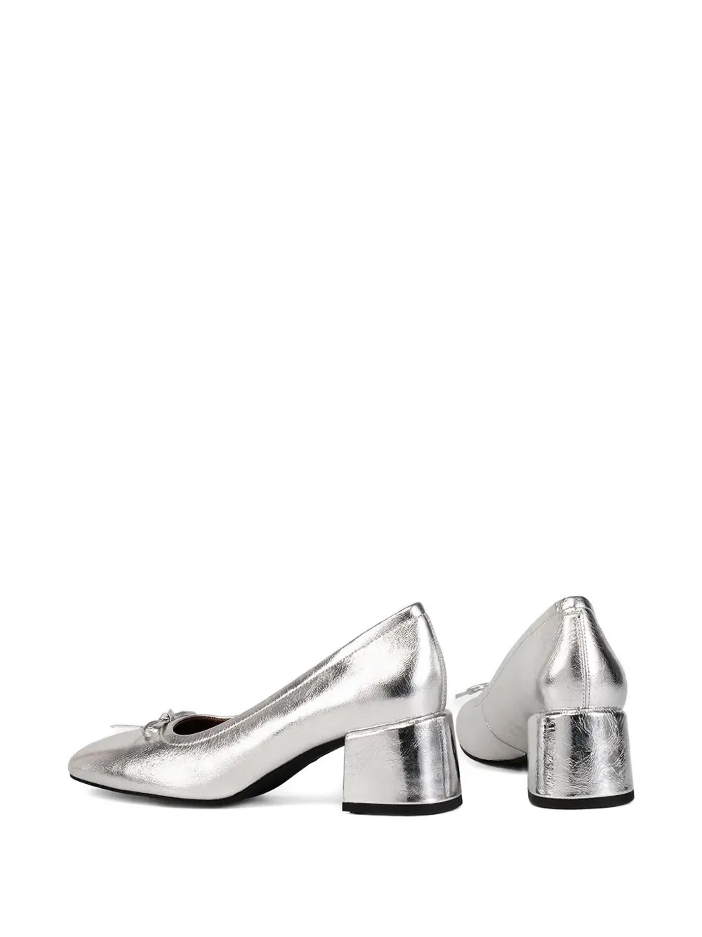 VAGABOND Adison bow-detail block-heel pumps Silver