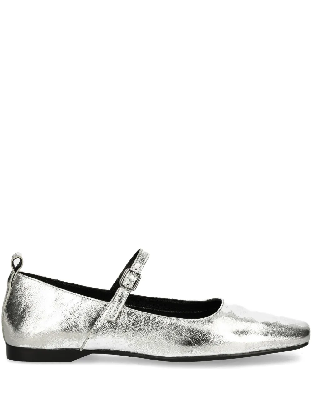 VAGABOND Delia ballerina's met vierkante neus en gespbandje Zilver