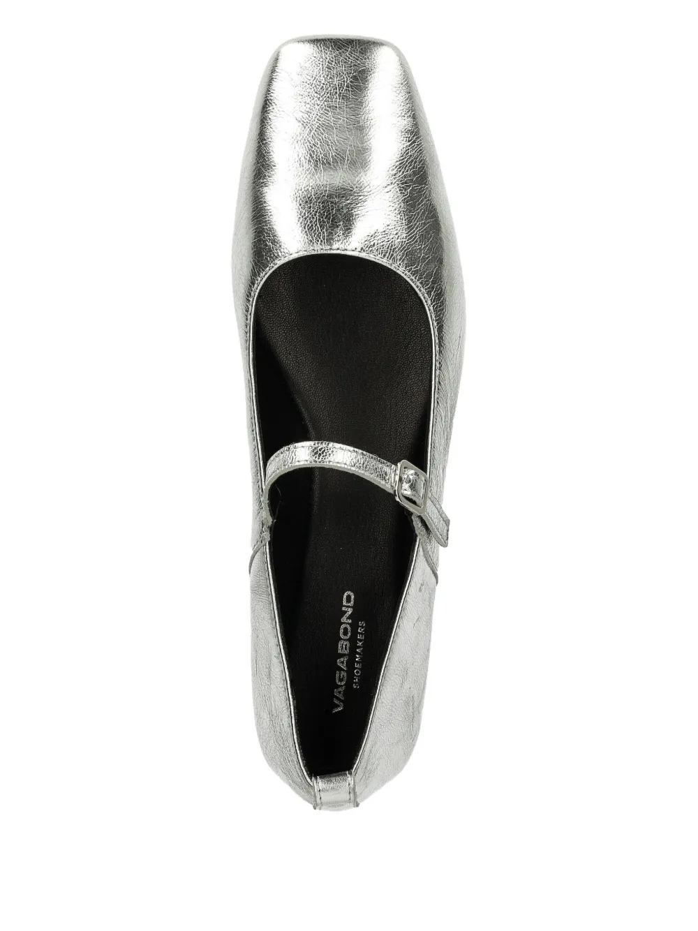 VAGABOND Delia ballerina's met vierkante neus en gespbandje Zilver