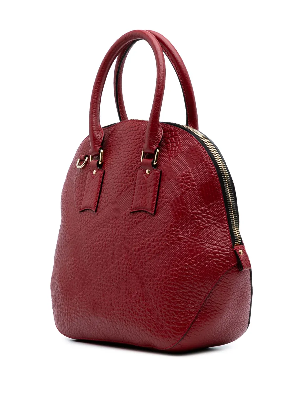 Pre-owned Burberry 2000-2017 Medium Heritage Grain Check Embossed Orchard Bowling Bag Satchel