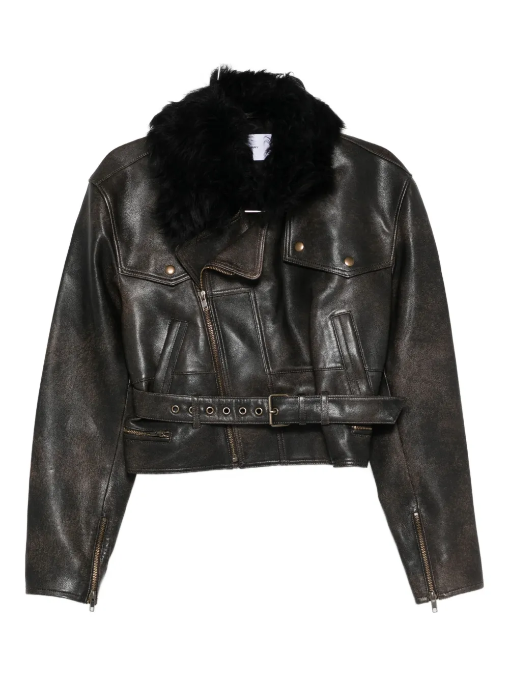 Alex Perry Fur Belted Jacket In Black