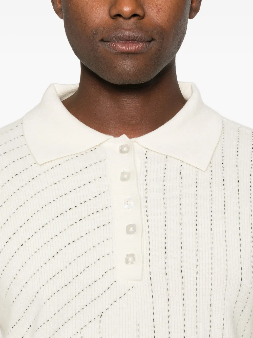 Glass Cypress Poloshirt met stikseldetail WHITE