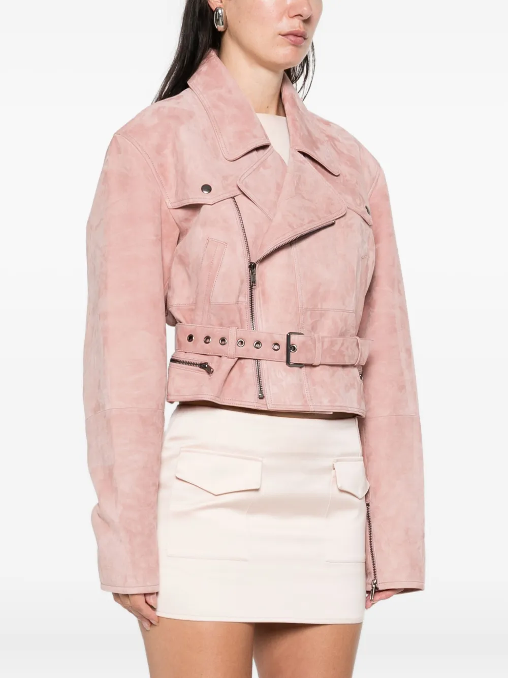 Alex Perry Belted Zip Coat In Pink
