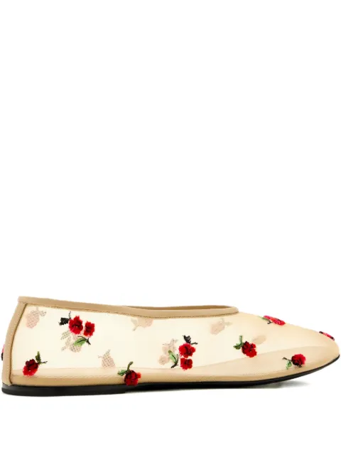 KHAITE Marcy raspberry-embroidery ballet flats