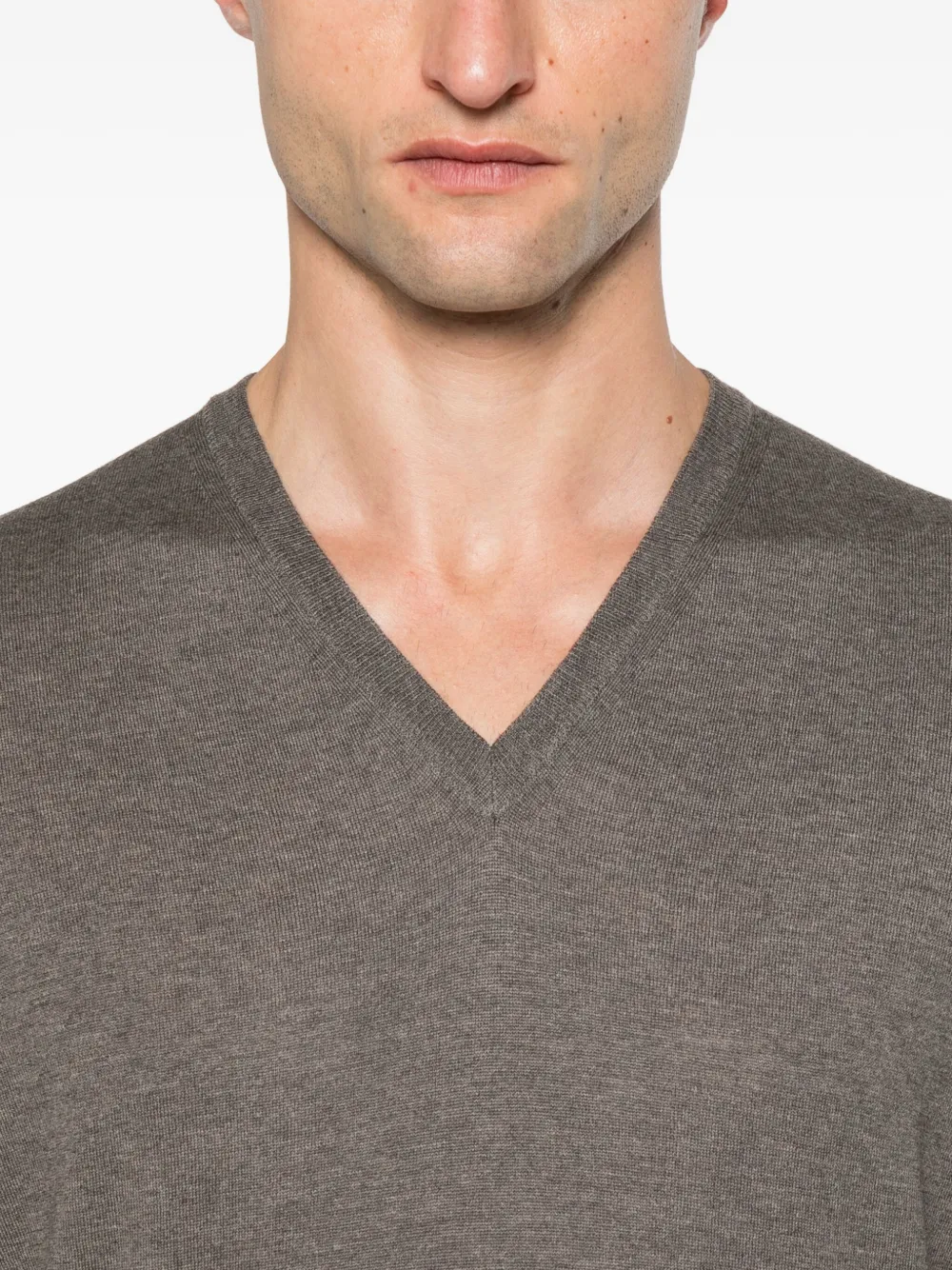 Gran Sasso V-neck Wool Sweater In Brown