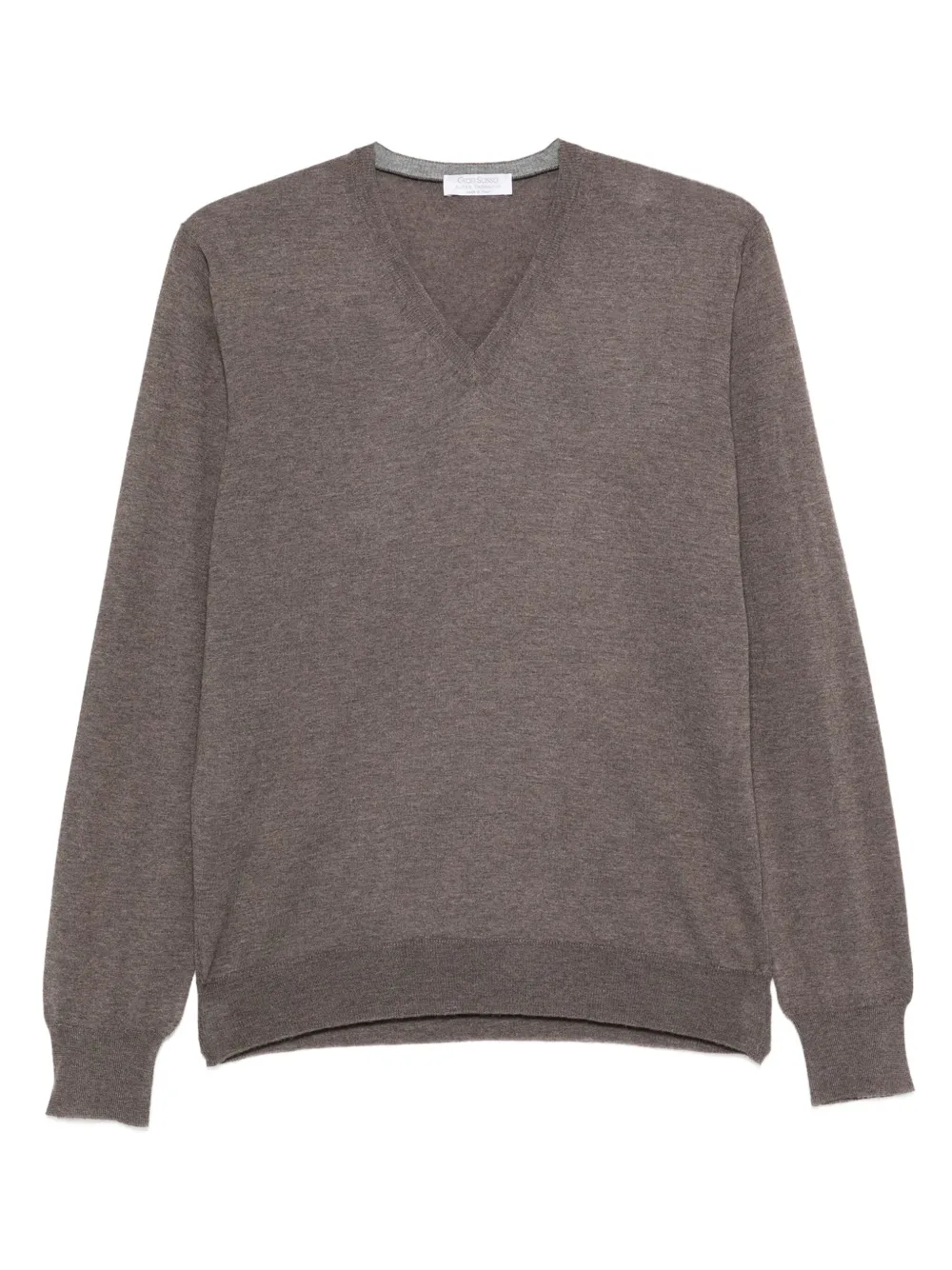 Gran Sasso V-neck Wool Sweater In Brown
