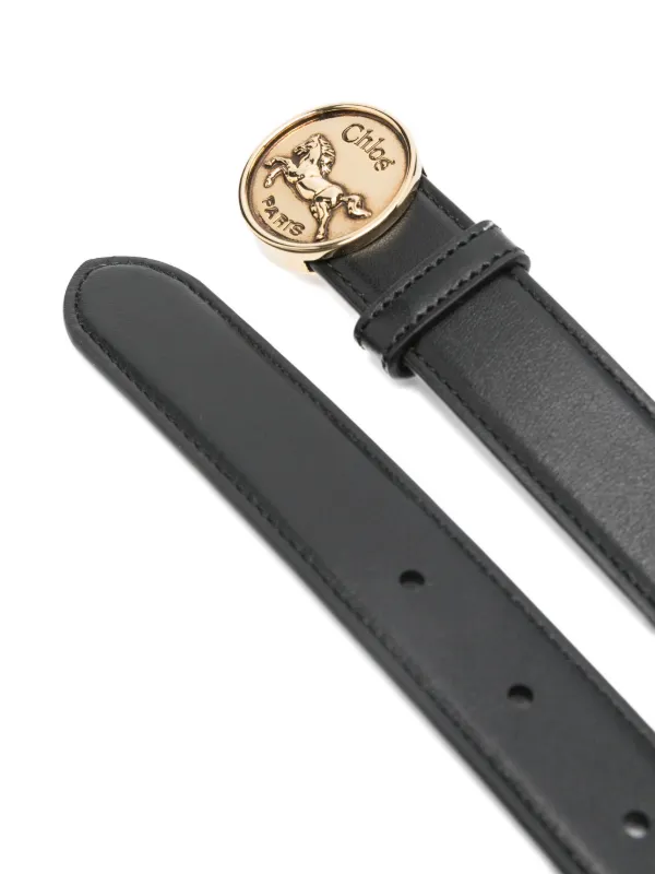 Chloe クロエ 新品レザーベルト57200円イタリア製M Chloé horse-motif Medal Leather Belt | Black | FARFETCH