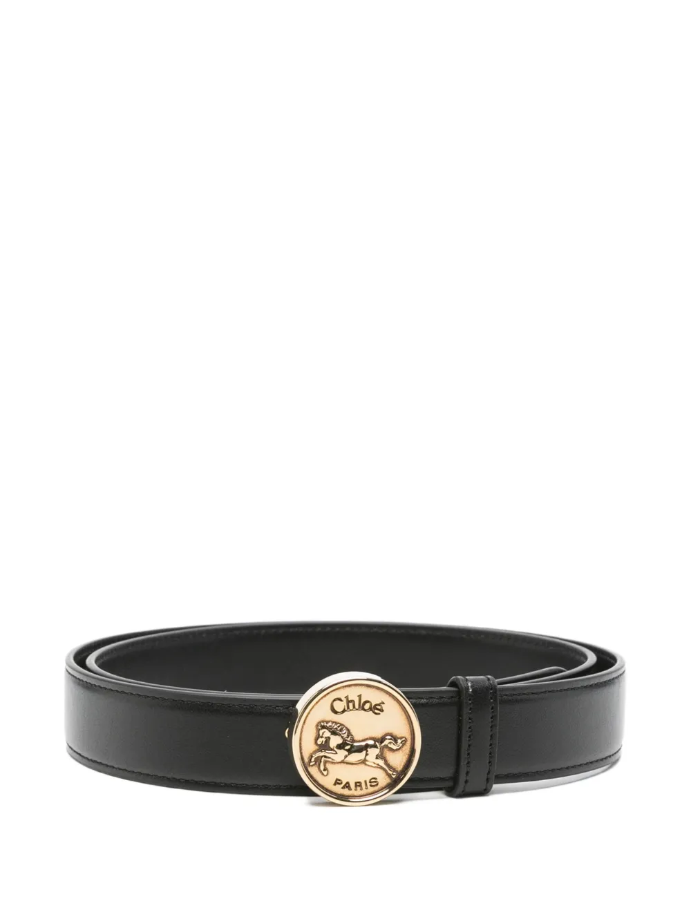 Chloé Eyewear Leren riem met paardenpatroon Zwart