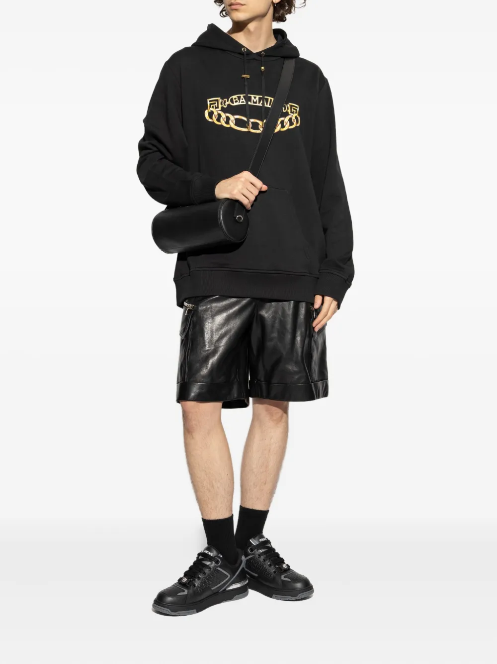 Balmain logo-print hoodie Zwart