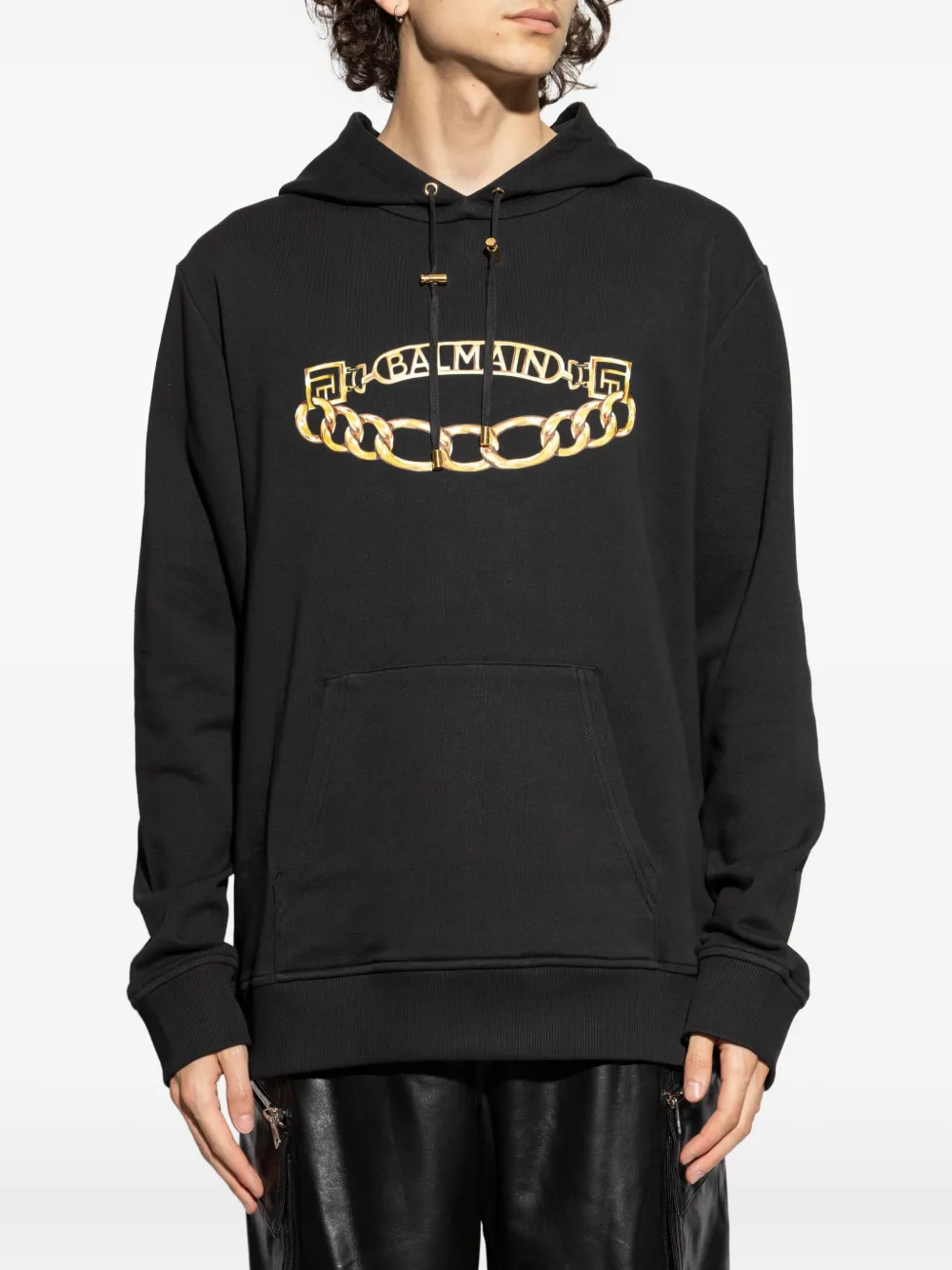 Balmain logo-print hoodie Zwart