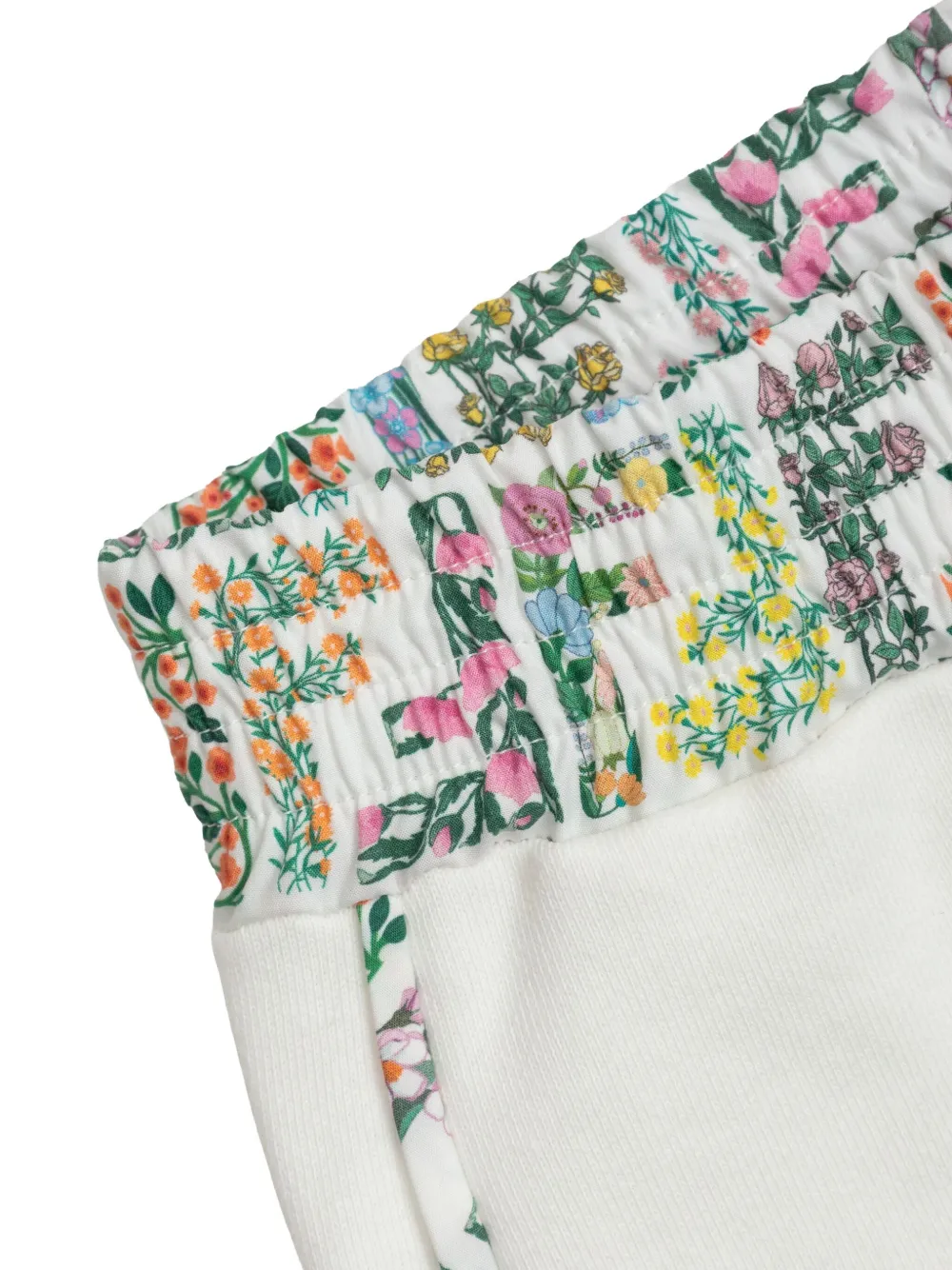 Fendi Kids floral-print side-stripe trousers Wit