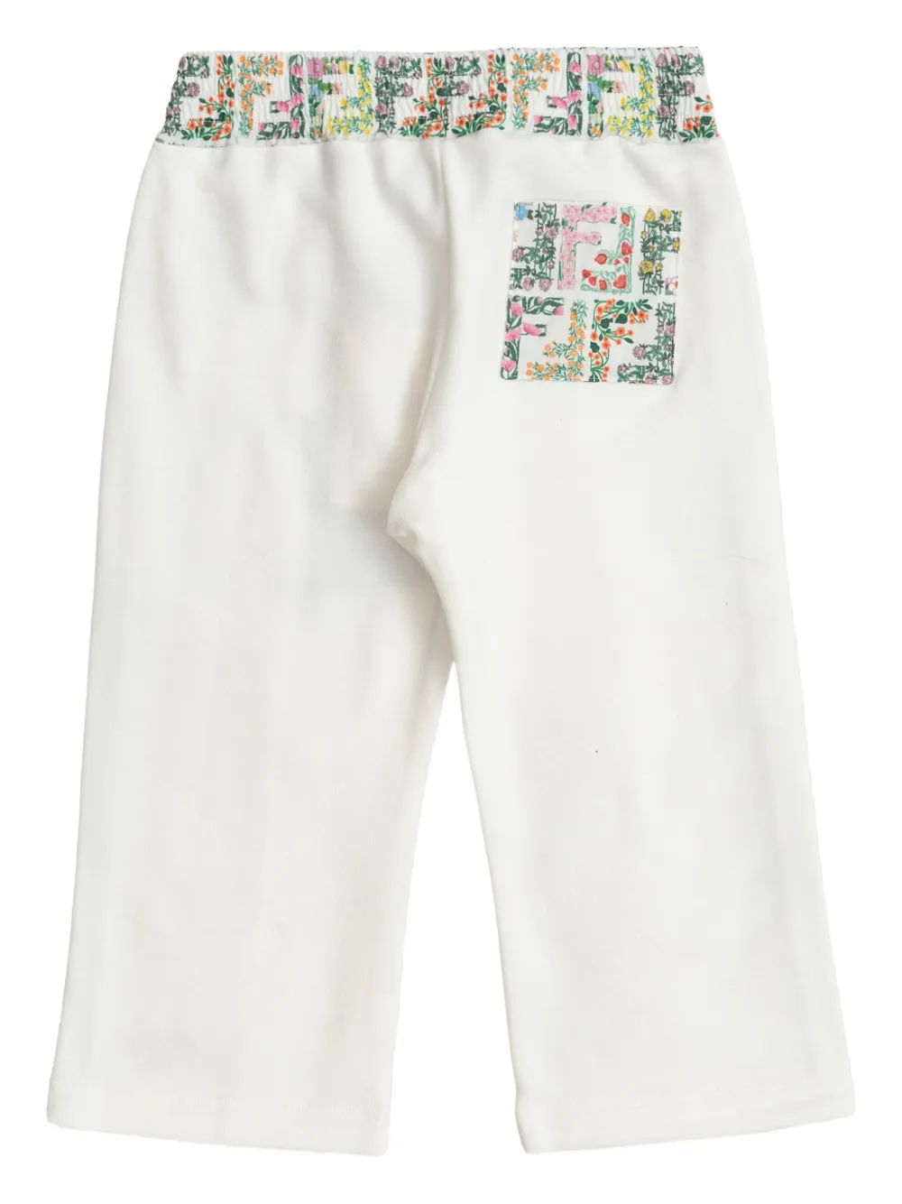 Fendi Kids floral-print side-stripe trousers Wit