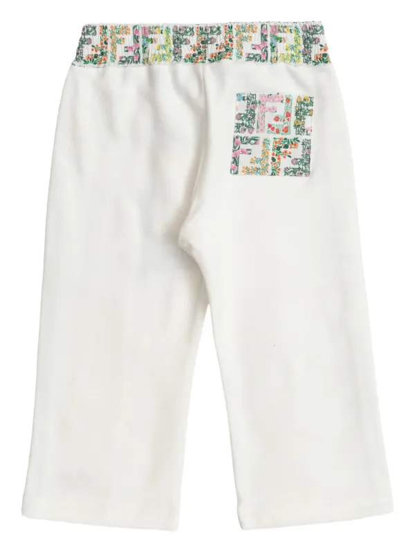 Fendi Kids floral-print side-stripe Trousers White FARFETCH IN