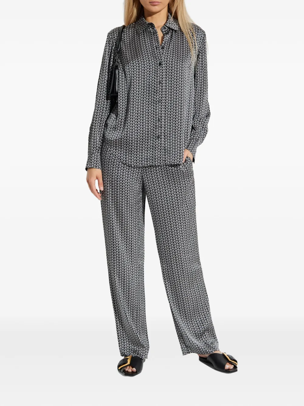 Michael Kors chevron-print trousers Zwart