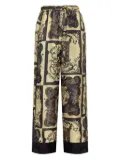GANNI graphic-print silk trousers - Neutrals