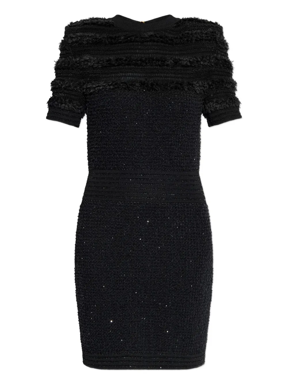 Balmain textured short-sleeve dress Zwart