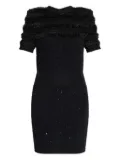 Balmain textured short-sleeve dress - Black