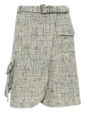 GANNI belted tweed mini skirt - Neutrals