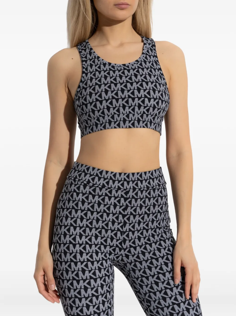 Michael Kors logo-print racer-back top Zwart