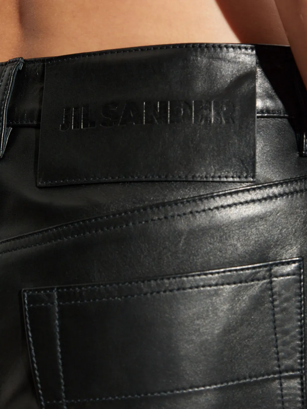 Jil Sander Leren broek Zwart