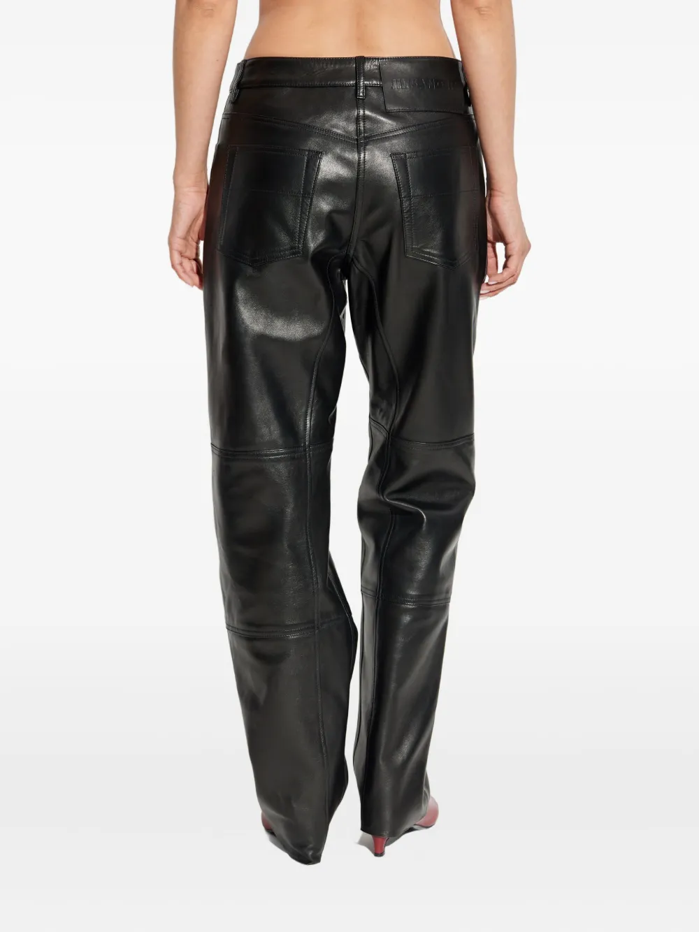 Jil Sander Leren broek Zwart