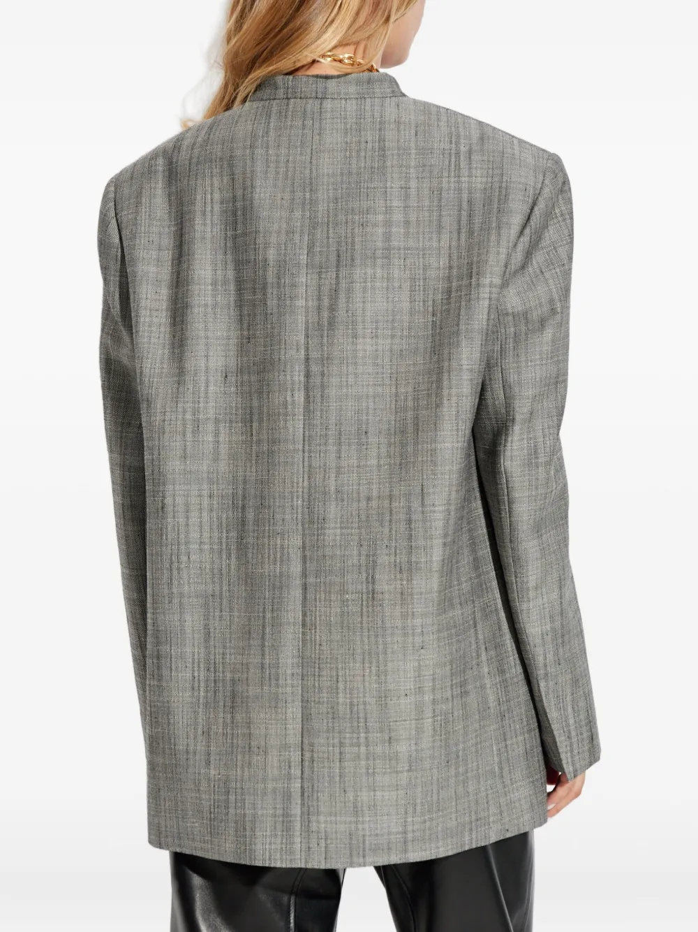Jil Sander satin-lapel checked jacket Grijs