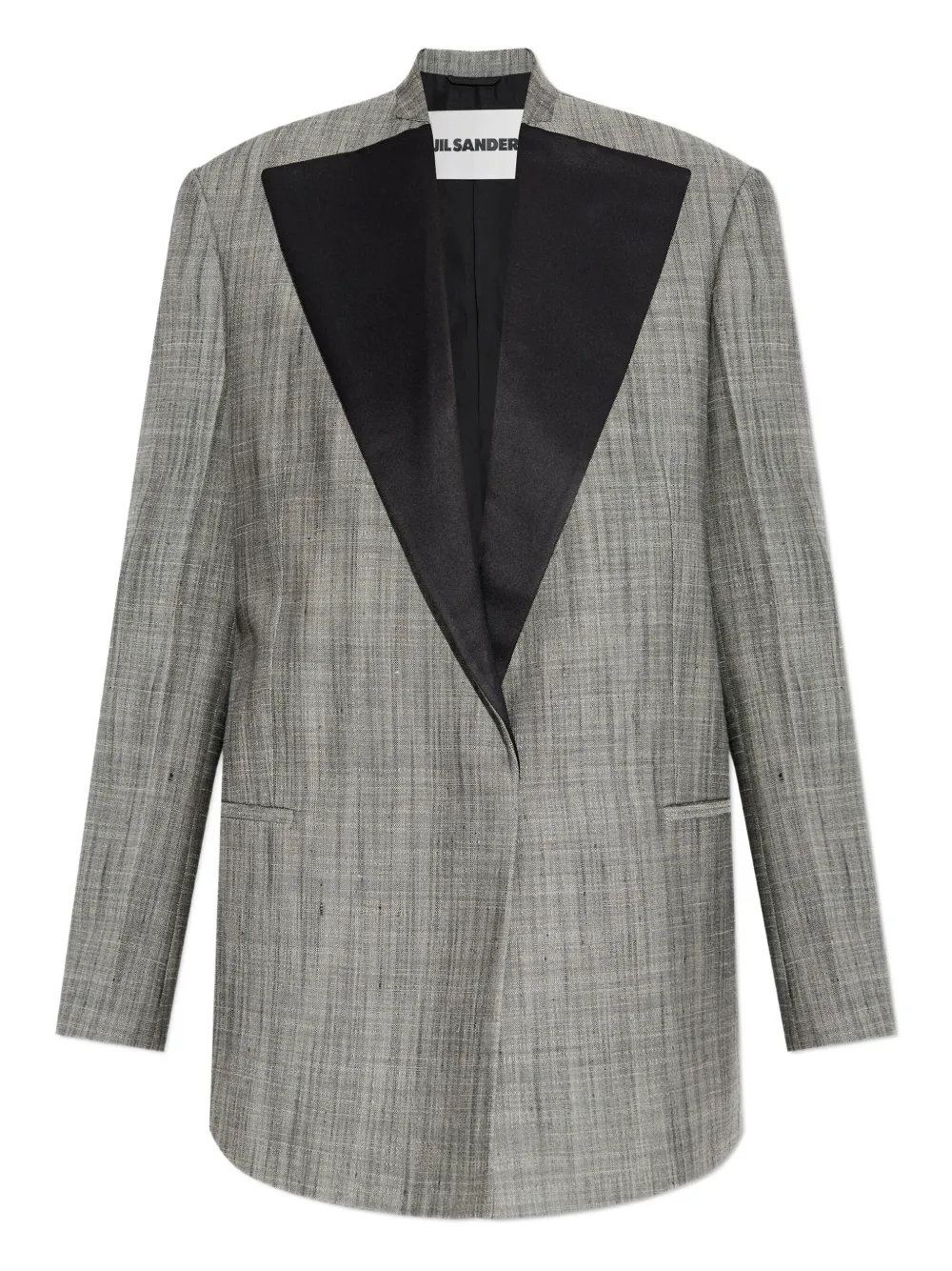 Jil Sander satin-lapel checked jacket Grijs