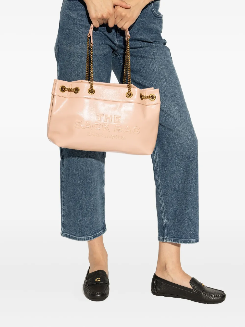 Marc Jacobs The Sac embossed-logo chain-strap tote bag Roze