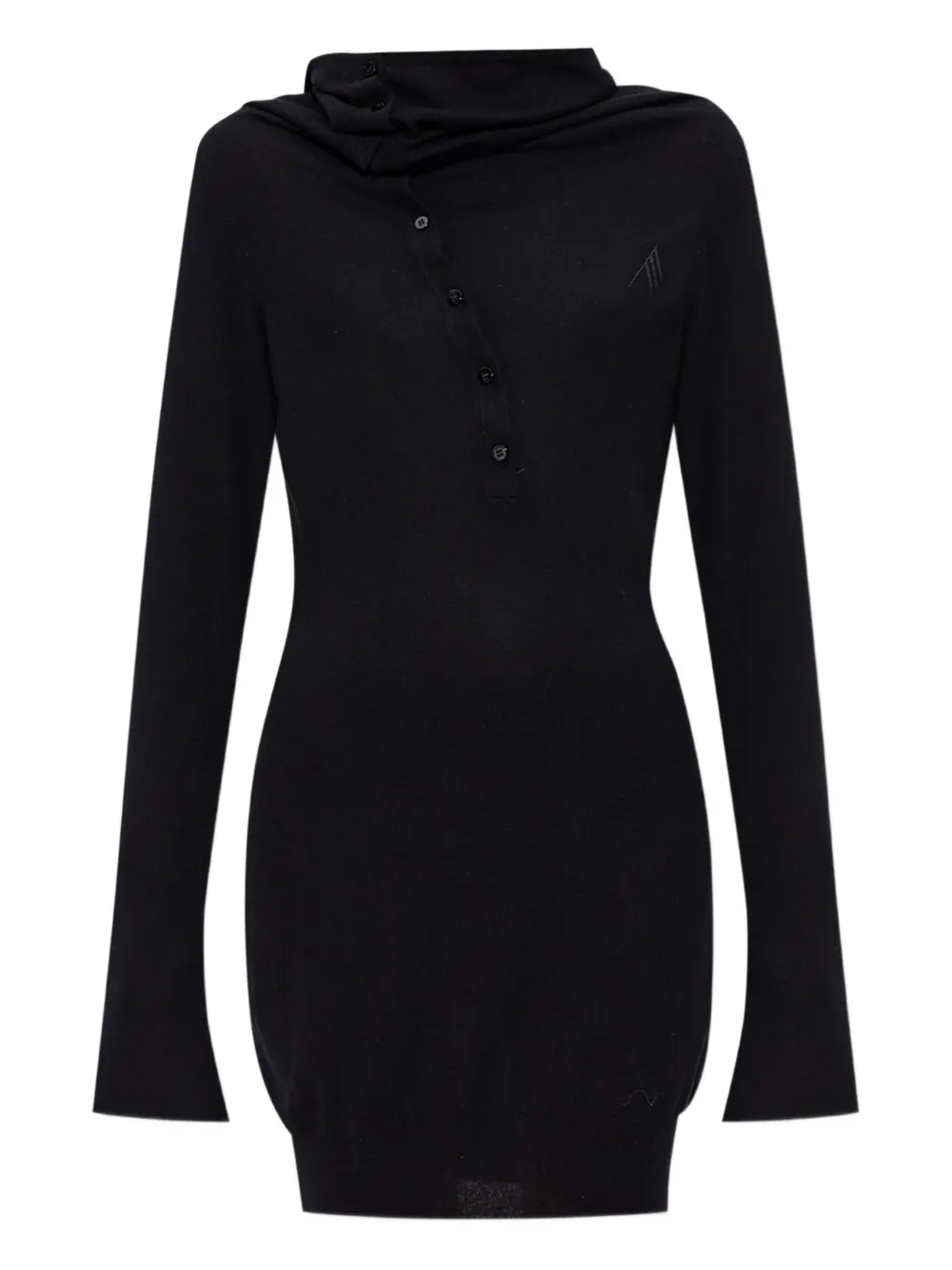 The Attico mock-neck button-up mini dress Zwart