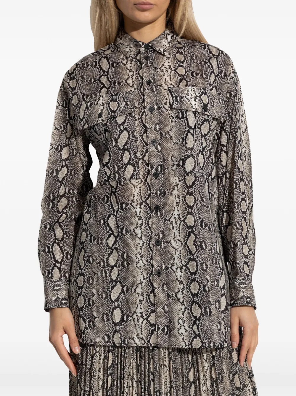 Michael Kors snakeskin-print pocket shirt Bruin