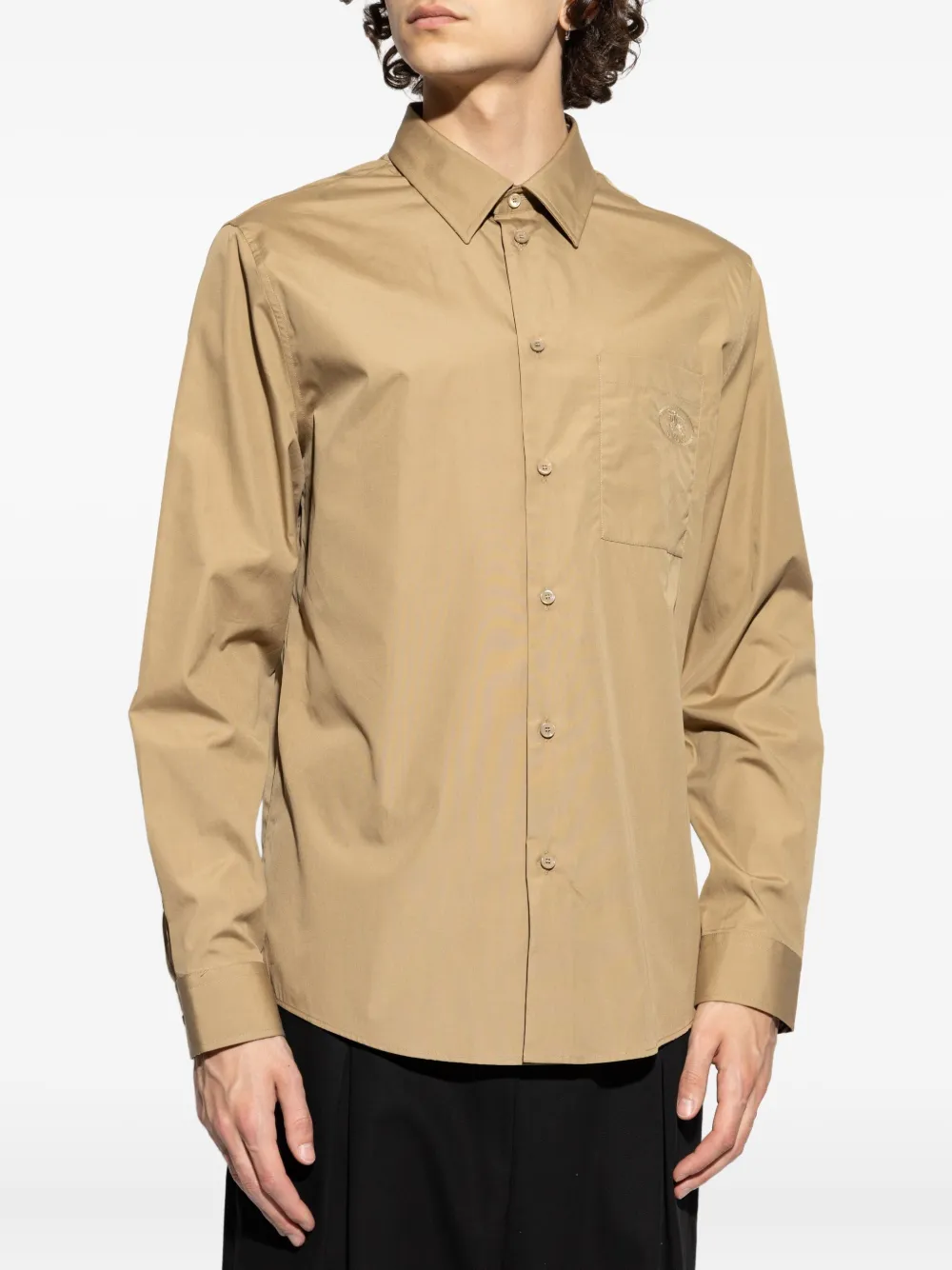 Burberry embroidered-logo pocket shirt Beige