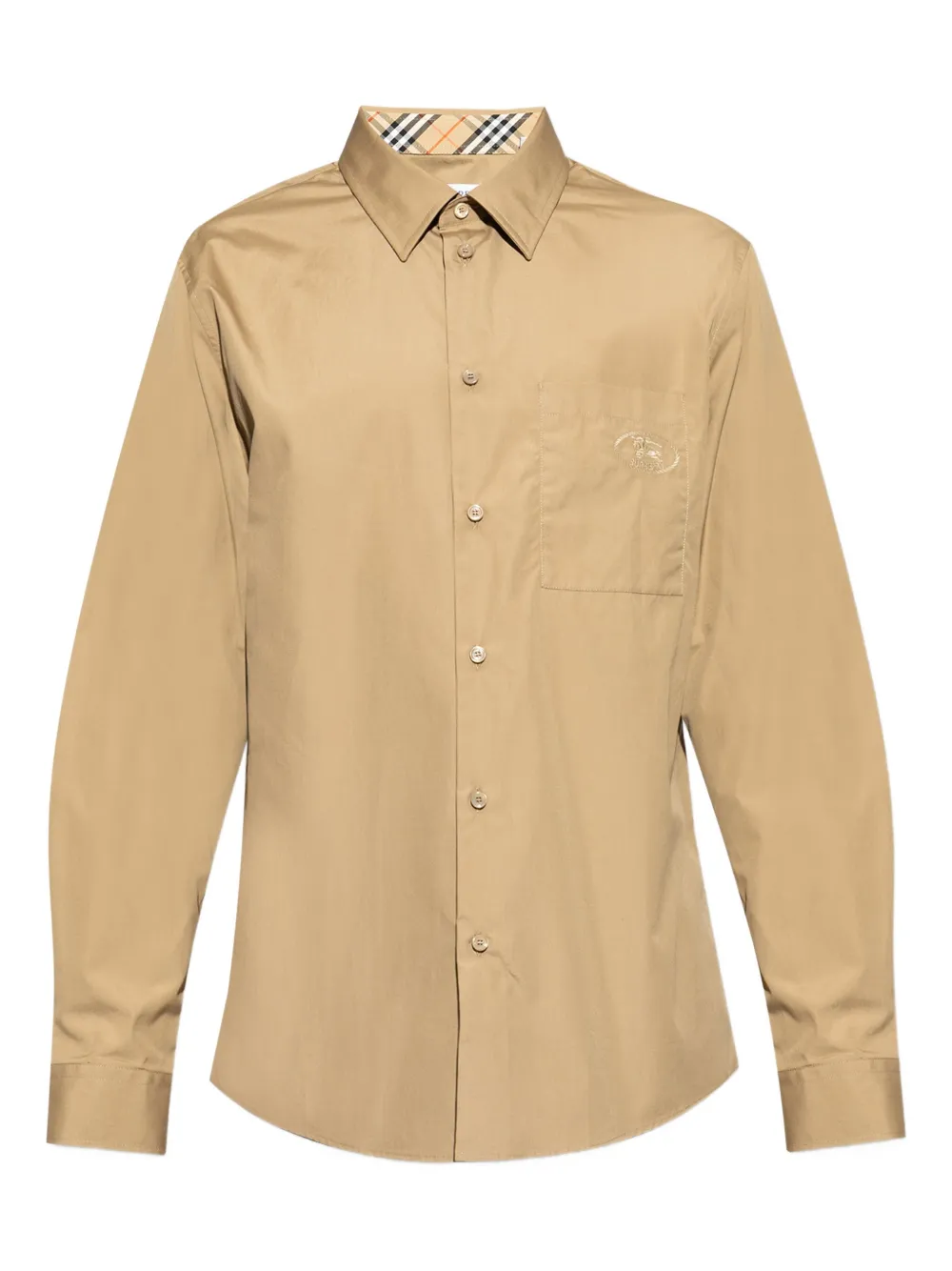 Burberry embroidered-logo pocket shirt Beige