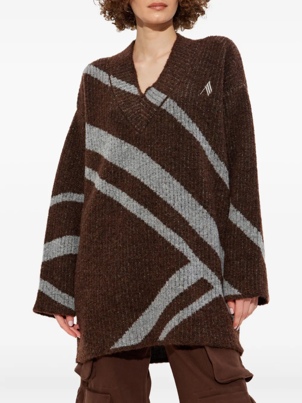 The Attico diagonal-stripe sweater Bruin