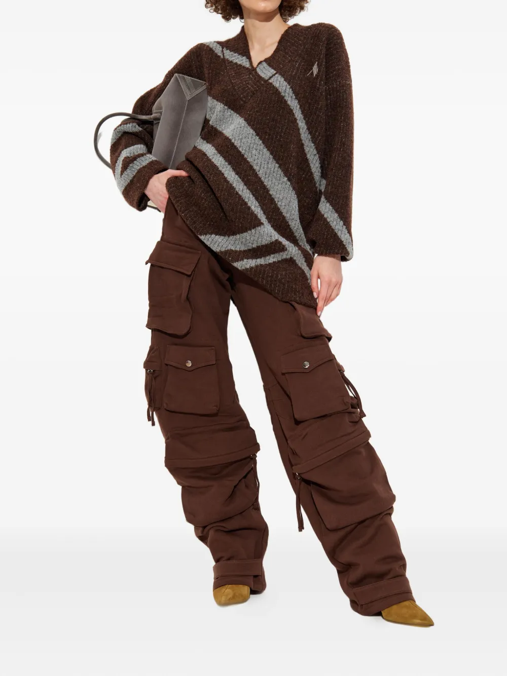 The Attico diagonal-stripe sweater Bruin