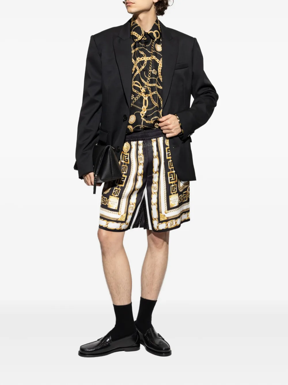 Balmain chain-print shorts Zwart