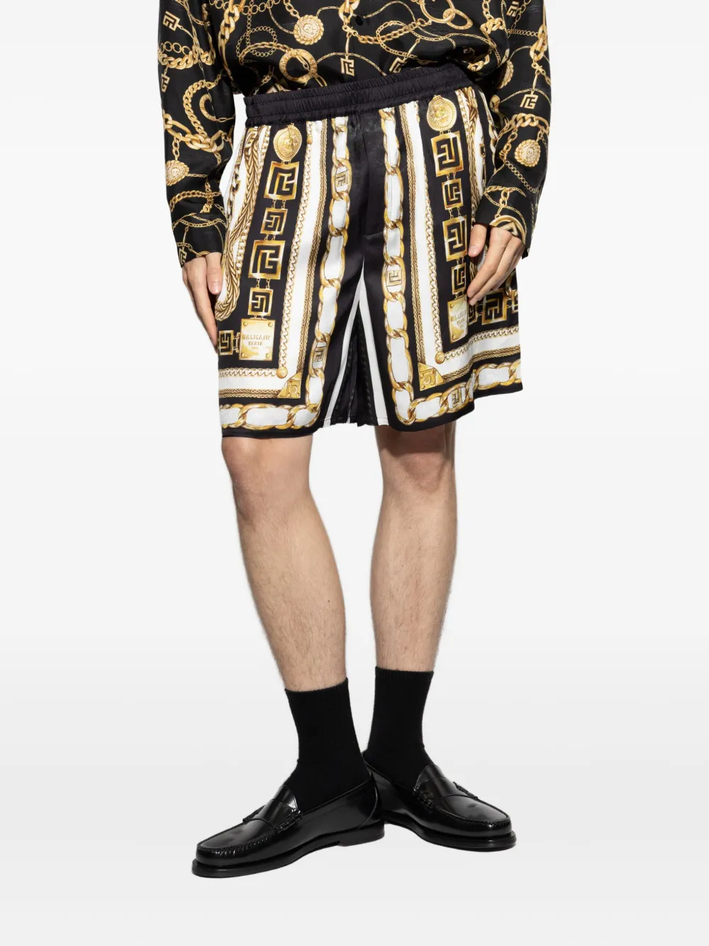 Balmain chain-print shorts Zwart