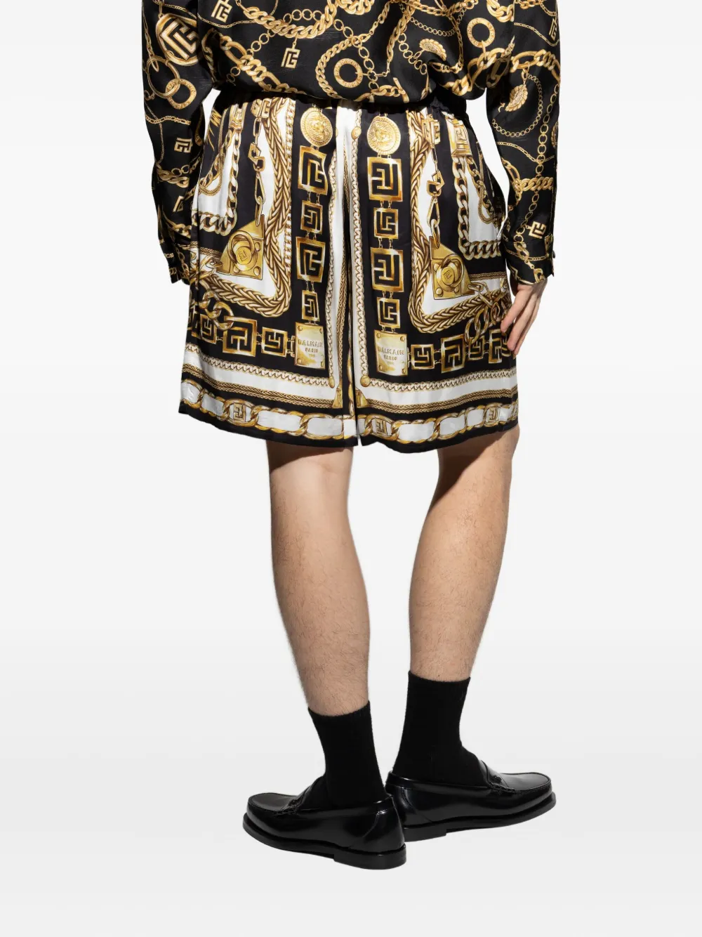 Balmain chain-print shorts Zwart