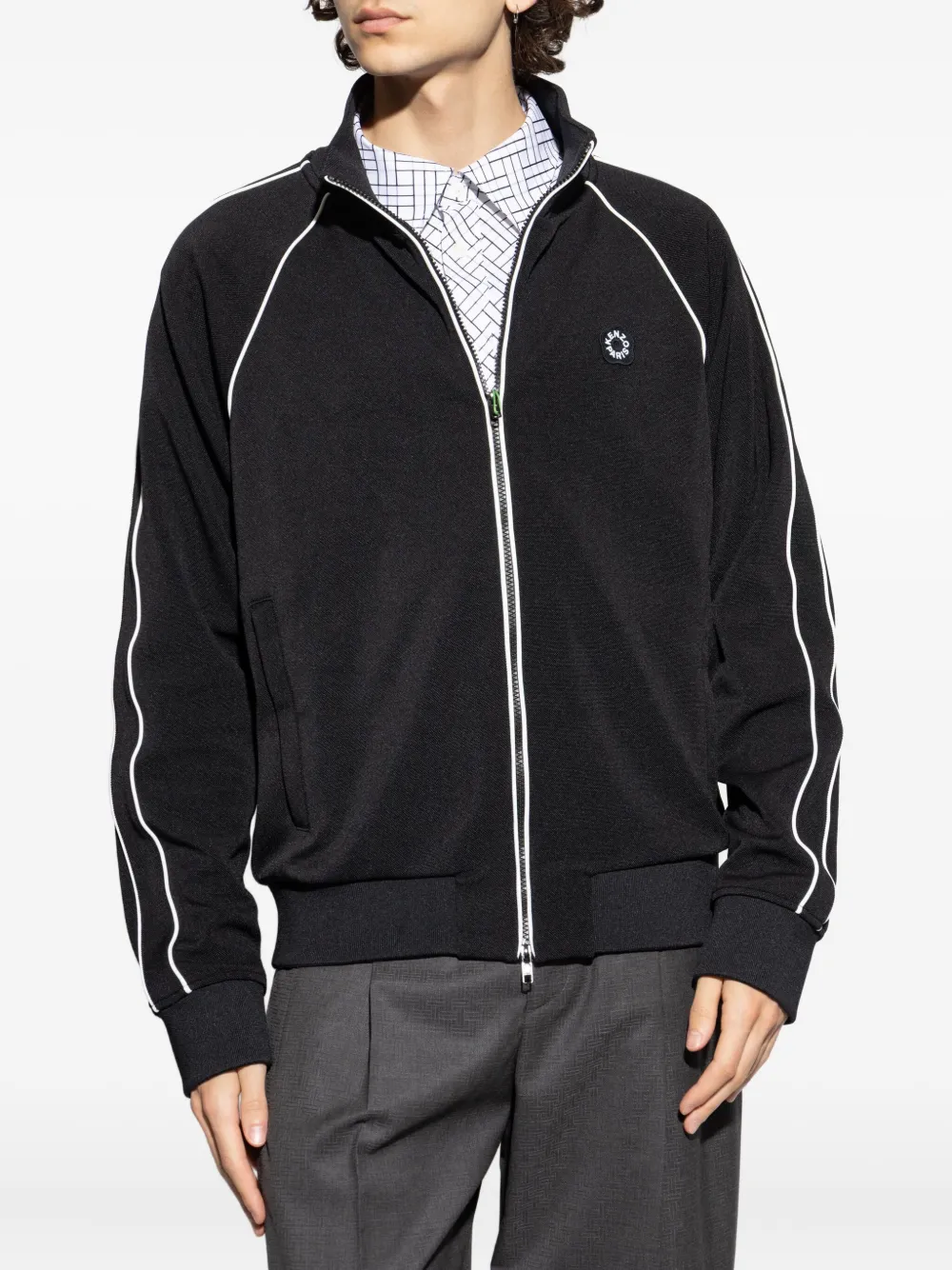 Kenzo panelled zip-up track jacket Zwart