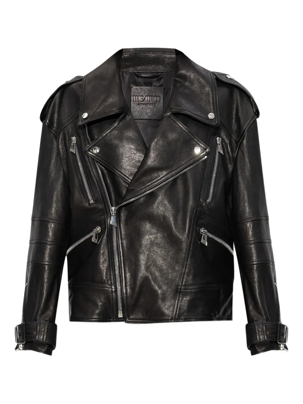 The Attico leather biker jacket Zwart