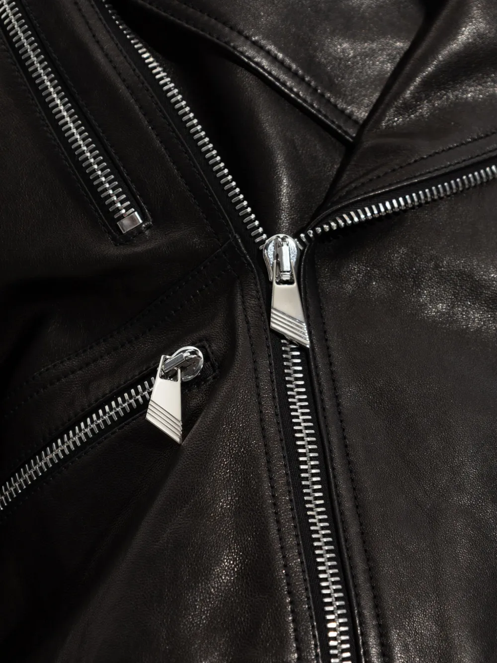 The Attico leather biker jacket Zwart
