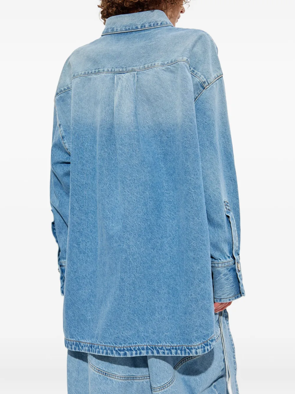 The Attico asymmetric-hem denim shirt Blauw