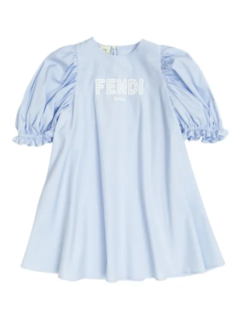 Fendi Kids puff-sleeve embroidered dress