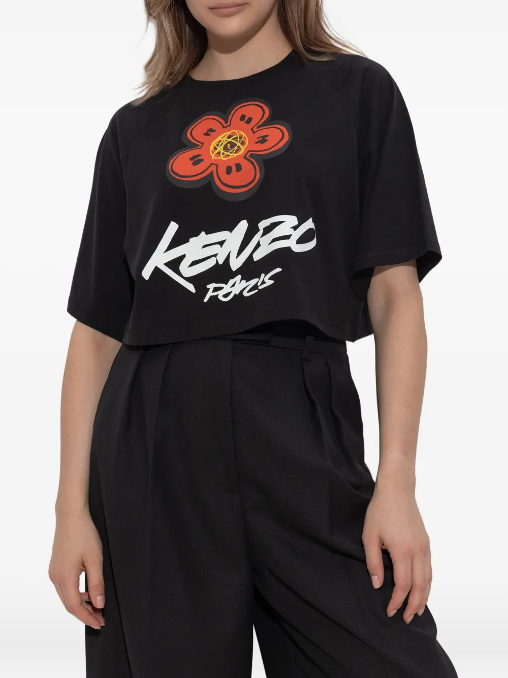 Kenzo Boke Flower cropped T-shirt Zwart