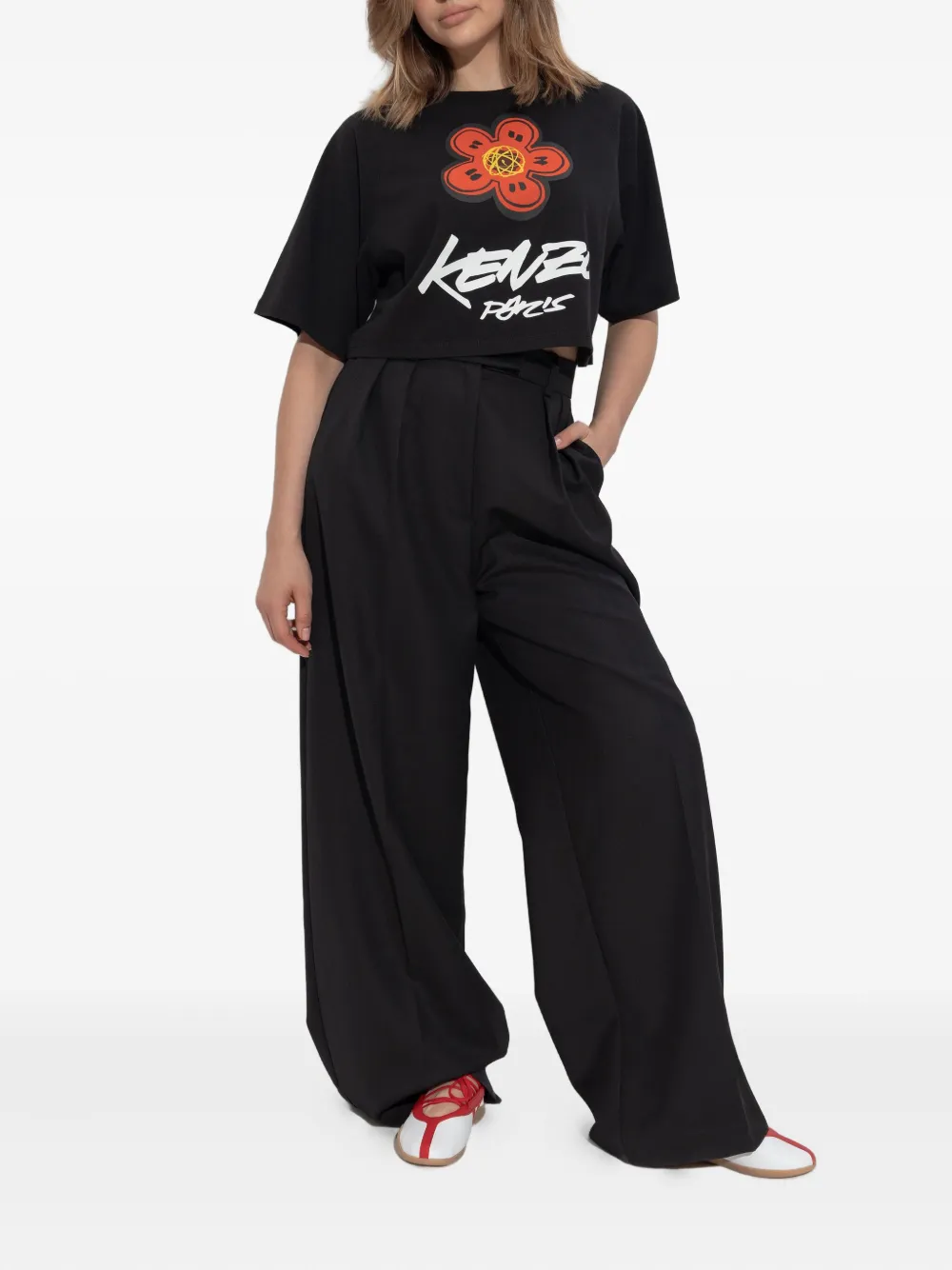 Kenzo Boke Flower cropped T-shirt Zwart