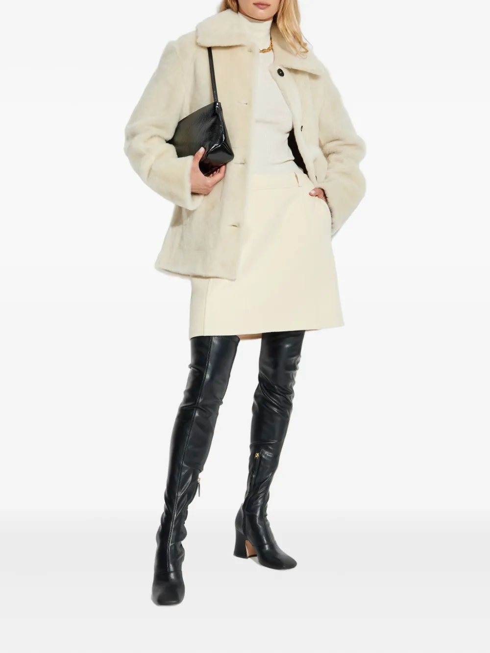 Jil Sander wool mini skirt Beige