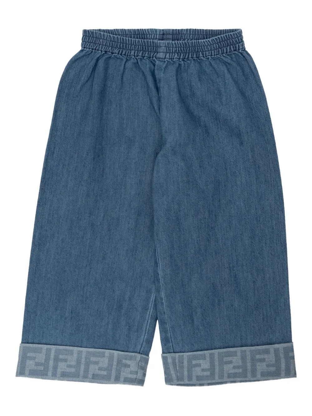 Fendi Kids elasticated-waistband denim trousers Blauw