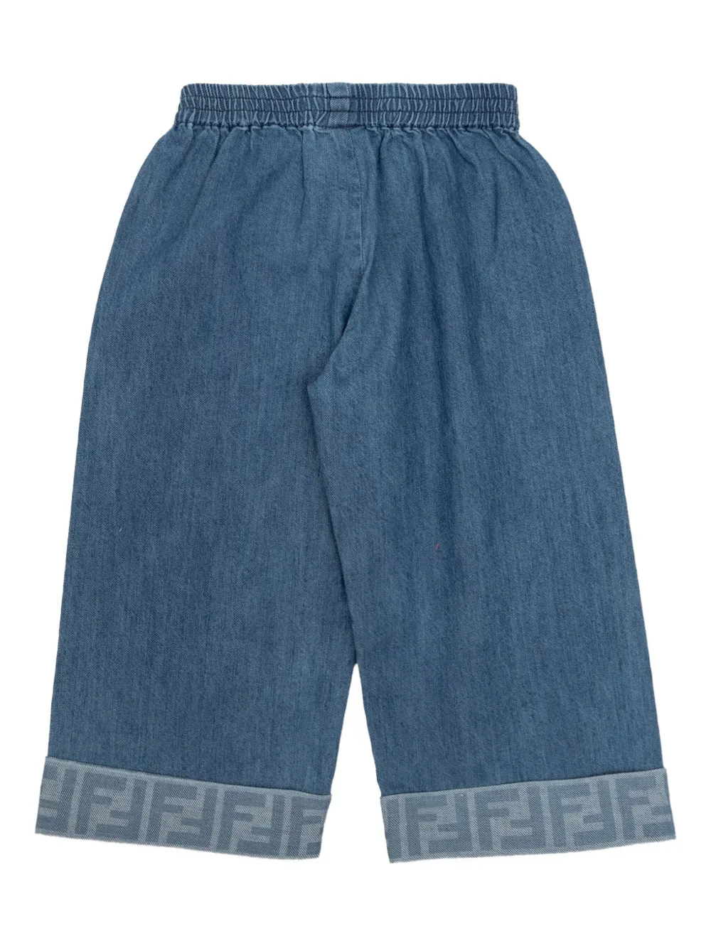 Fendi Kids elasticated-waistband denim trousers Blauw