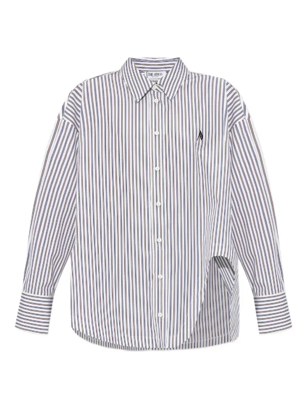 The Attico Striped Asymmetrical Shirt in White