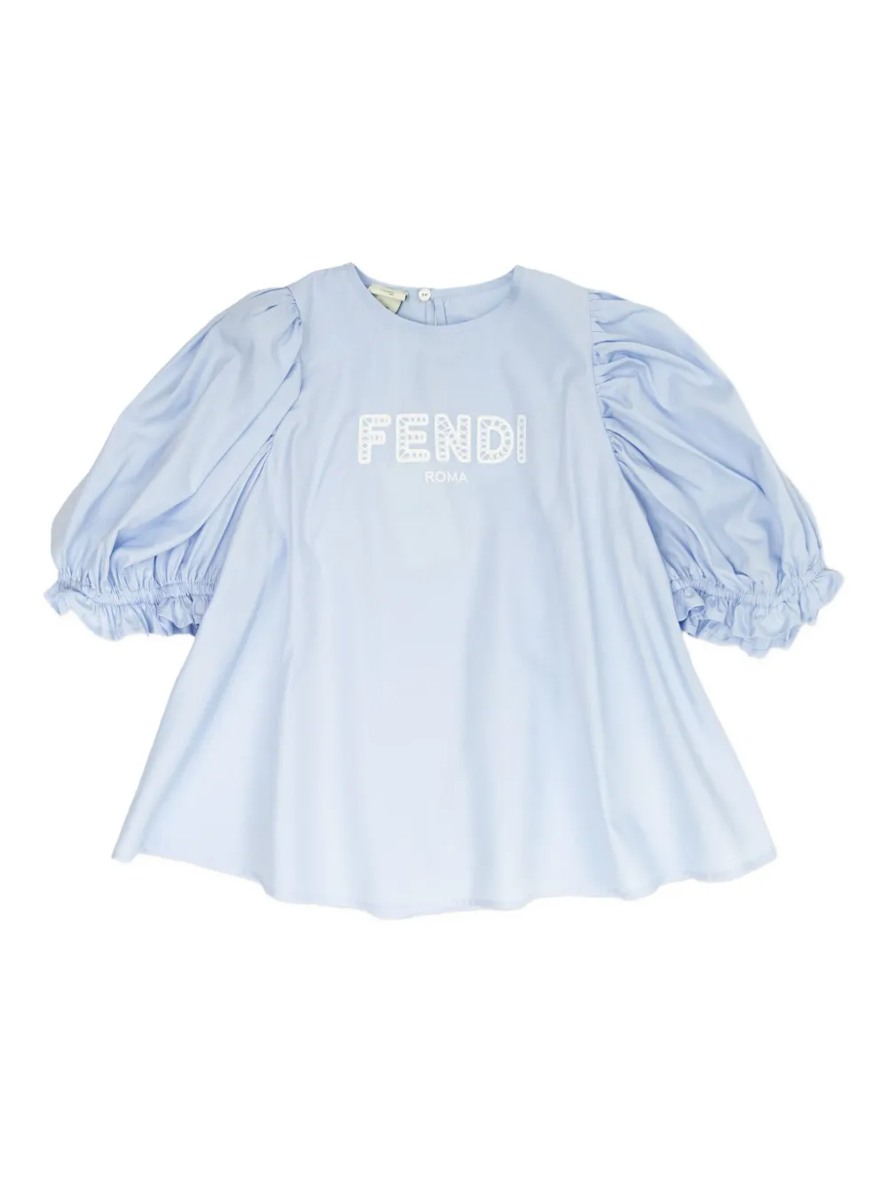 Fendi Kids puff-sleeve logo-embroidered top | Blue | Image 1